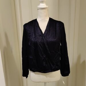 Michael Stars Satin Faux Wrap Pull Over Style Blouse XS